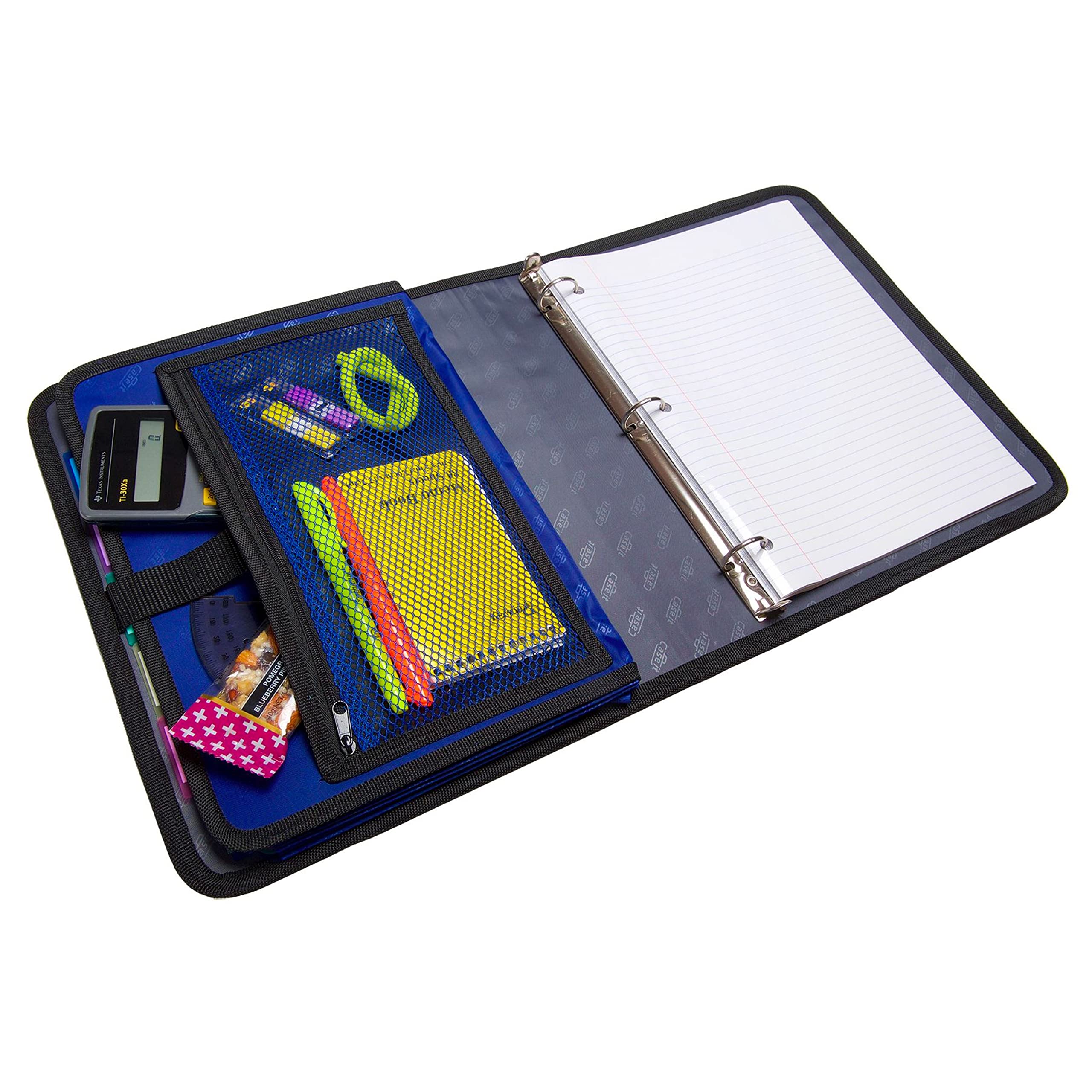 Case-it 1 Inch O-Ring Binder with 5-Color Tabbed Expanding File Folder and Secure Elastic Strap, ‎SLIM-621-FN Red - Image 4