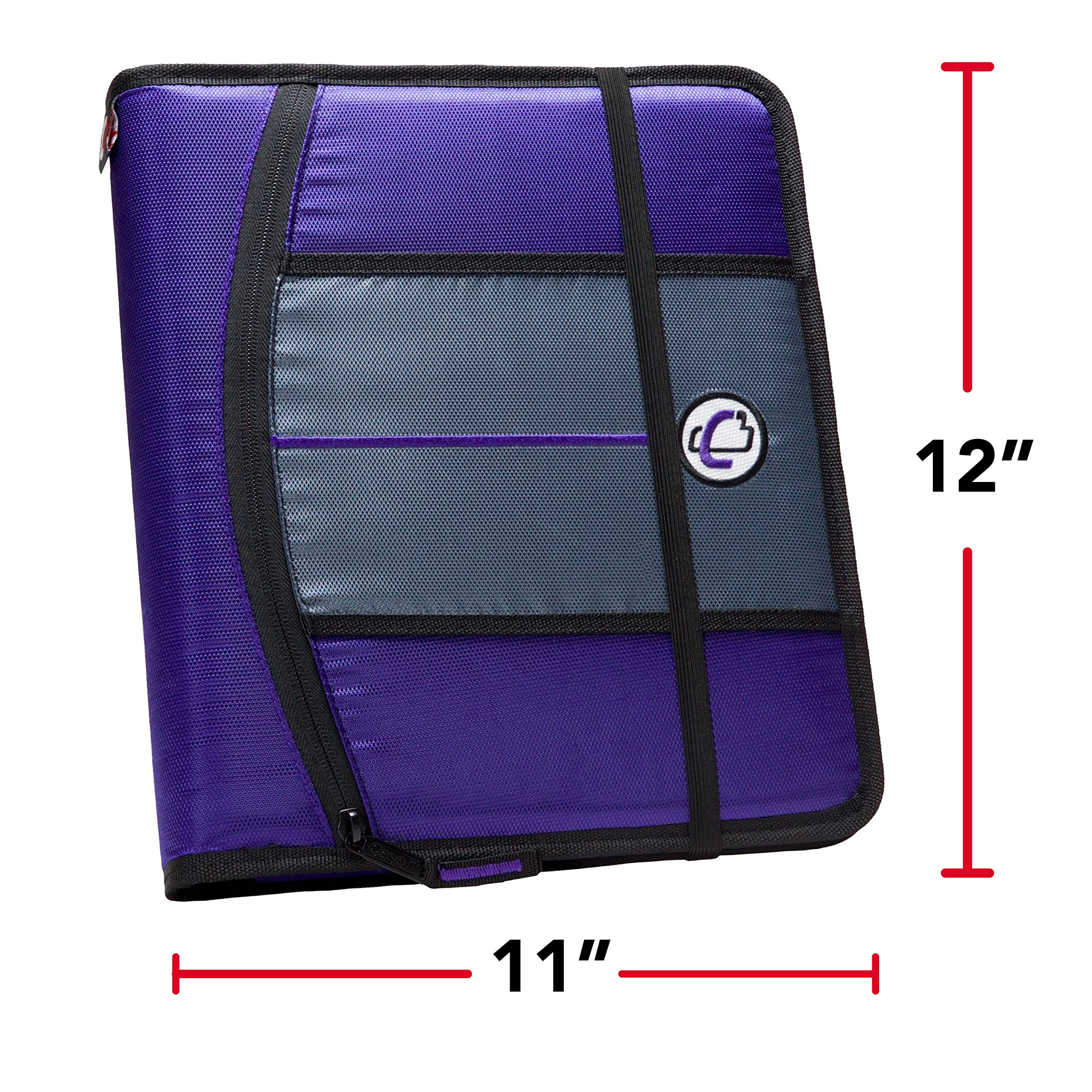 Case-it 1 Inch O-Ring Binder with 5-Color Tabbed Expanding File Folder and Secure Elastic Strap, ‎SLIM-621-FN Purple - Image 5
