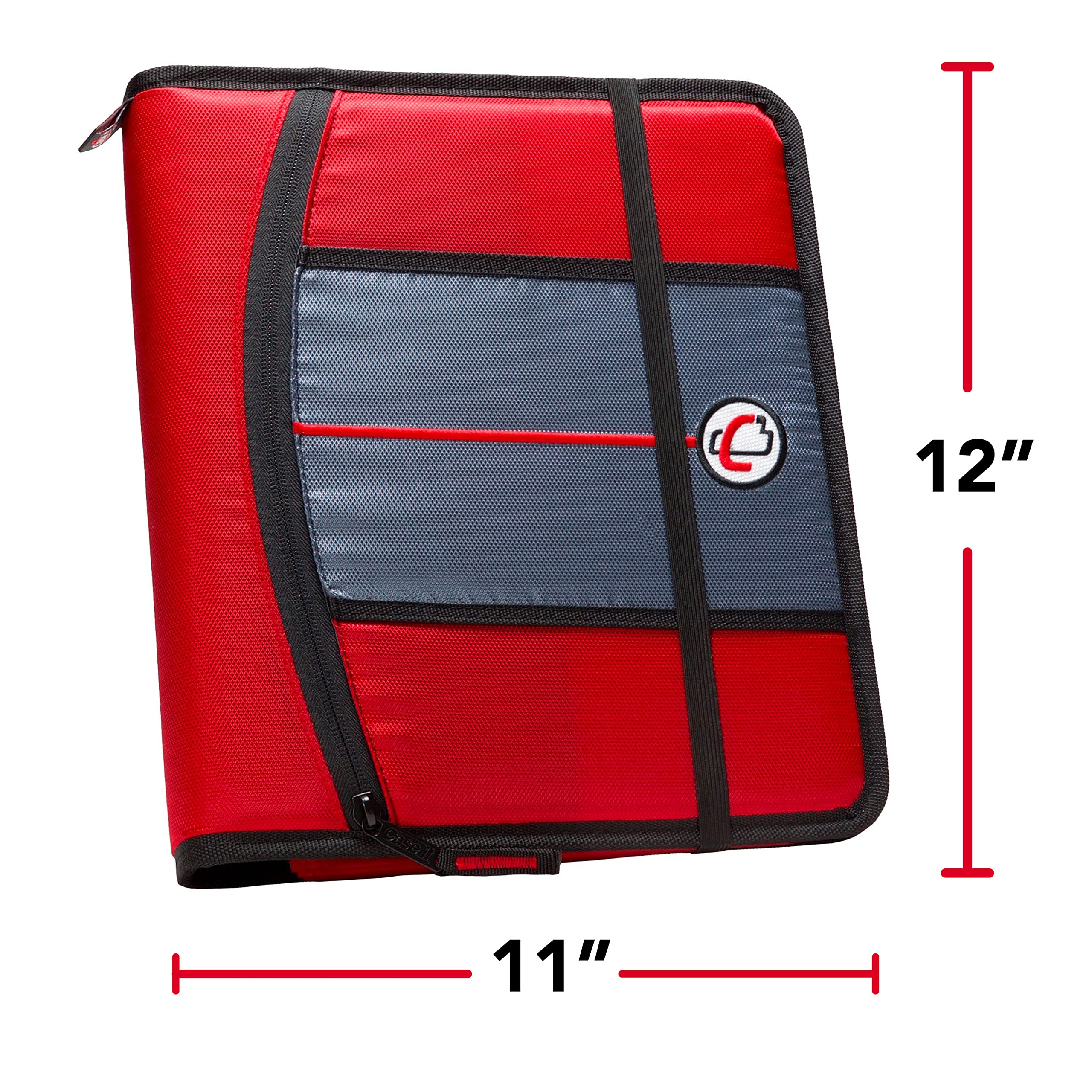 Case-it 1 Inch O-Ring Binder with 5-Color Tabbed Expanding File Folder and Secure Elastic Strap, ‎SLIM-621-FN Red - Image 5