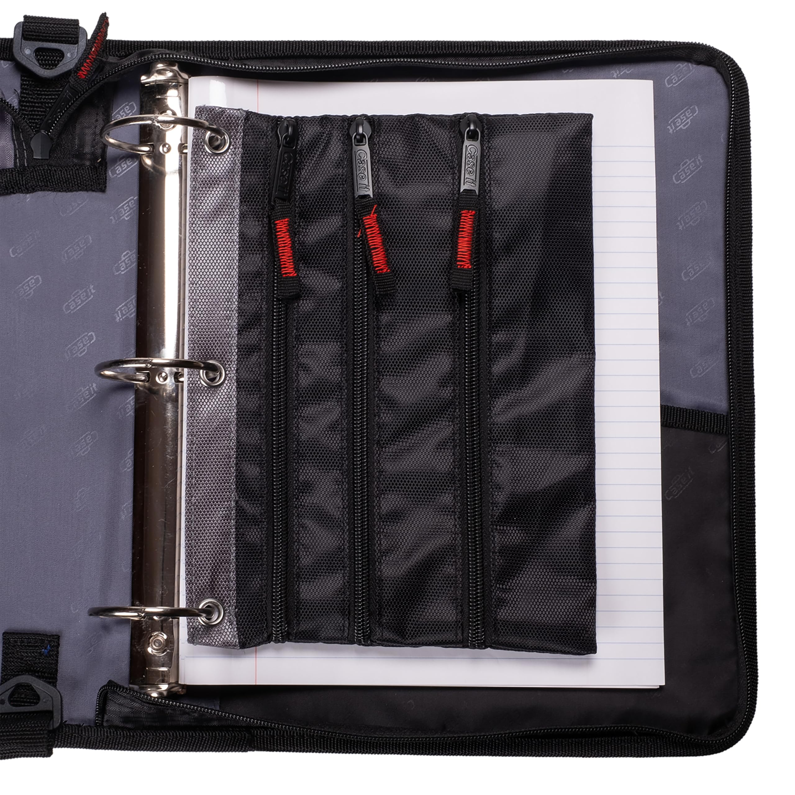 Case-It 6 Pack Tri-Zip, Zipper Pencil Pouches Bulk, Durable in binder Pencil Bags, Pencil Case for Office Supplies Travel Cosmetics Accessories in 5 Colors, PLP-180-C, Assorted Colors - Image 10