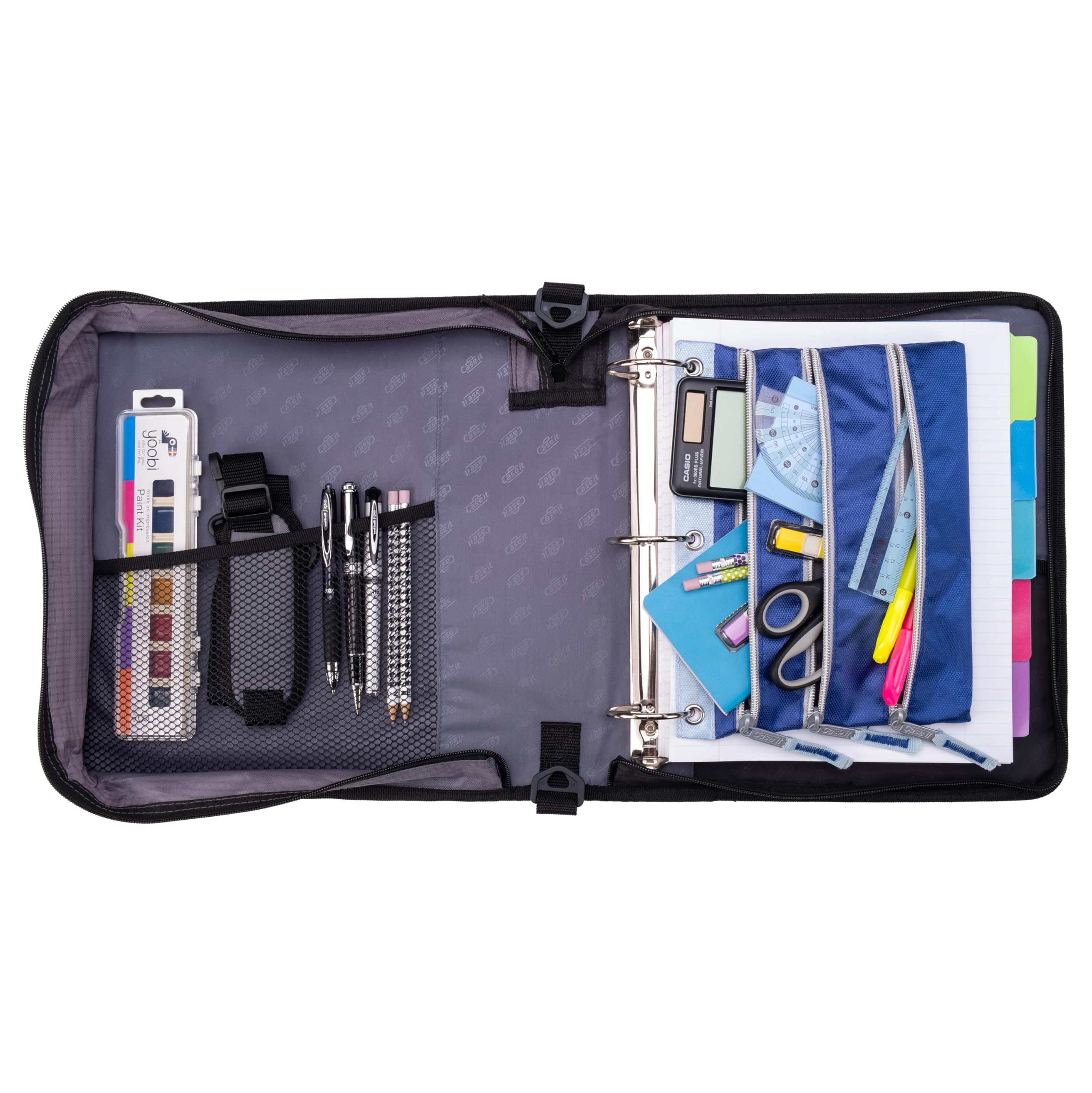 Case-It 6 Pack Tri-Zip, Zipper Pencil Pouches Bulk, Durable in binder Pencil Bags, Pencil Case for Office Supplies Travel Cosmetics Accessories in 5 Colors, PLP-180-C, Assorted Colors - Image 12