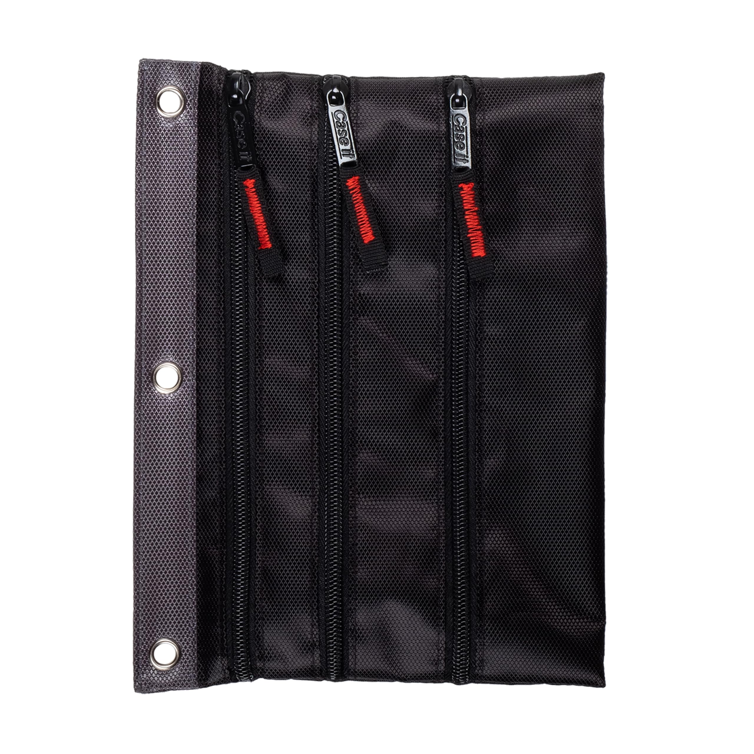 Case-It 6 Pack Tri-Zip, Zipper Pencil Pouches Bulk, Durable in binder Pencil Bags, Pencil Case for Office Supplies Travel Cosmetics Accessories in 5 Colors, PLP-180-C, Assorted Colors - Image 8