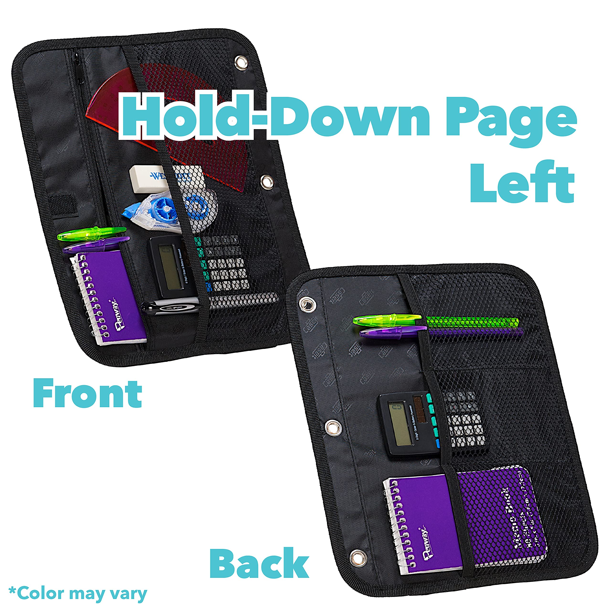 Case-it Dual 2-in-1 Zipper Binder, Two 1.5in D-Rings, 600 Sheet Capacity, Pencil Pouch & Multiple Pockets, School & Office Organizer with Shoulder Strap, Dual-101 Monster Design Purpal (Pack of 6) - Image 4