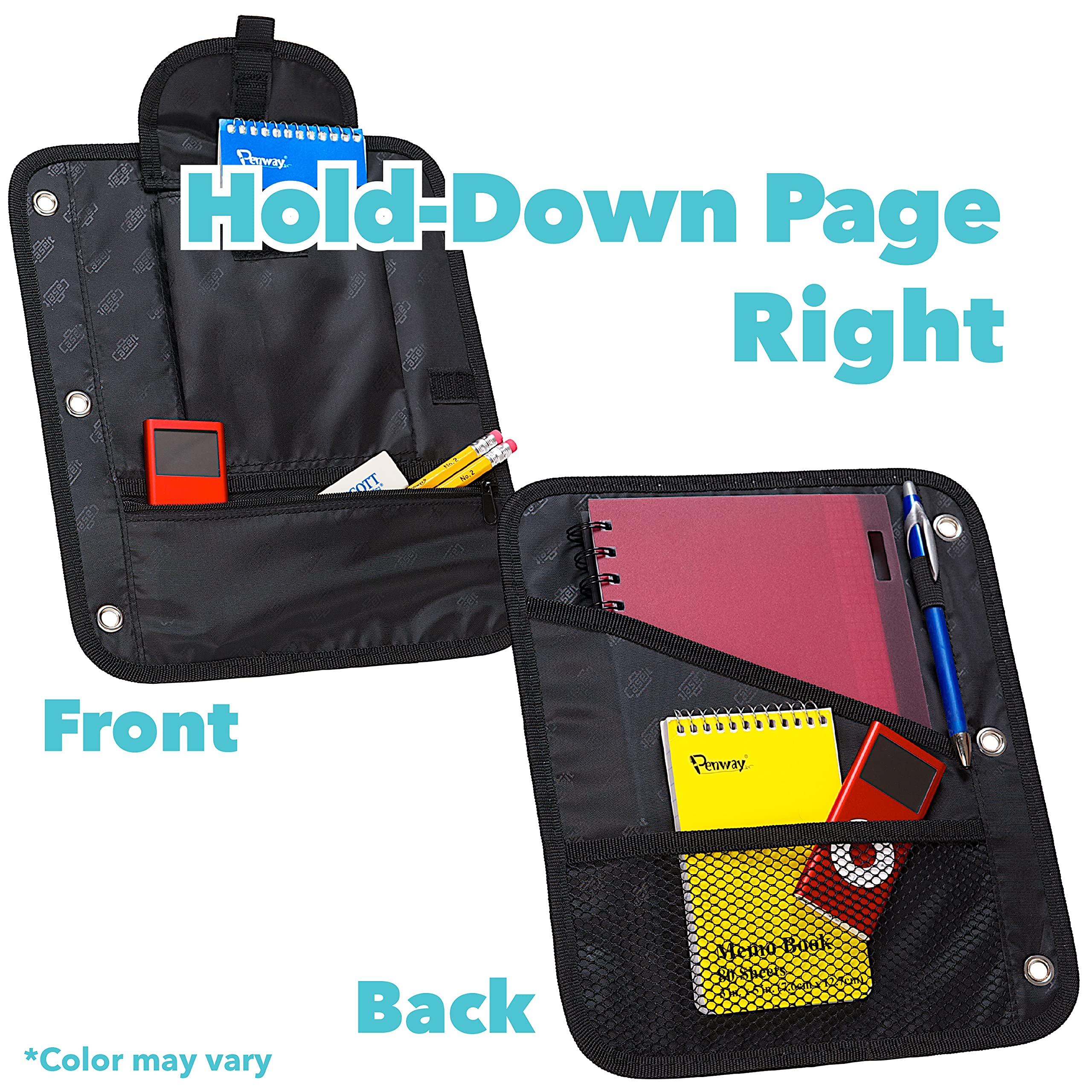 Case-it Dual 2-in-1 Zipper Binder, Two 1.5in D-Rings, 600 Sheet Capacity, Pencil Pouch & Multiple Pockets, School & Office Organizer with Shoulder Strap, Dual-101 Monster Design Purpal (Pack of 6) - Image 5