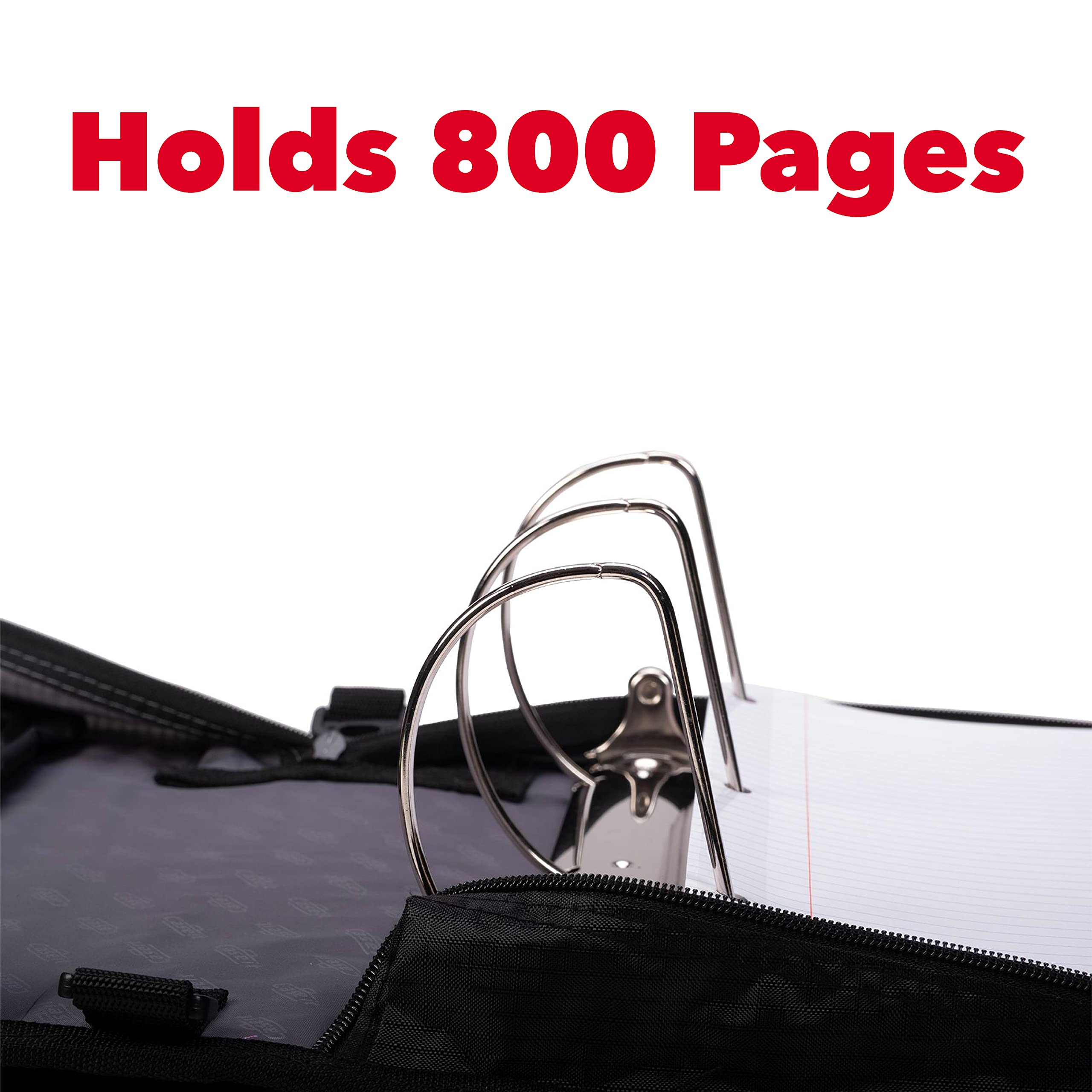 Case-it King Sized Binder 4-Inch D-Ring Jet Black | 800 Sheet Capacity | 5 Subject File Folder | With Shoulder Strap | Pack of 4 - Image 3