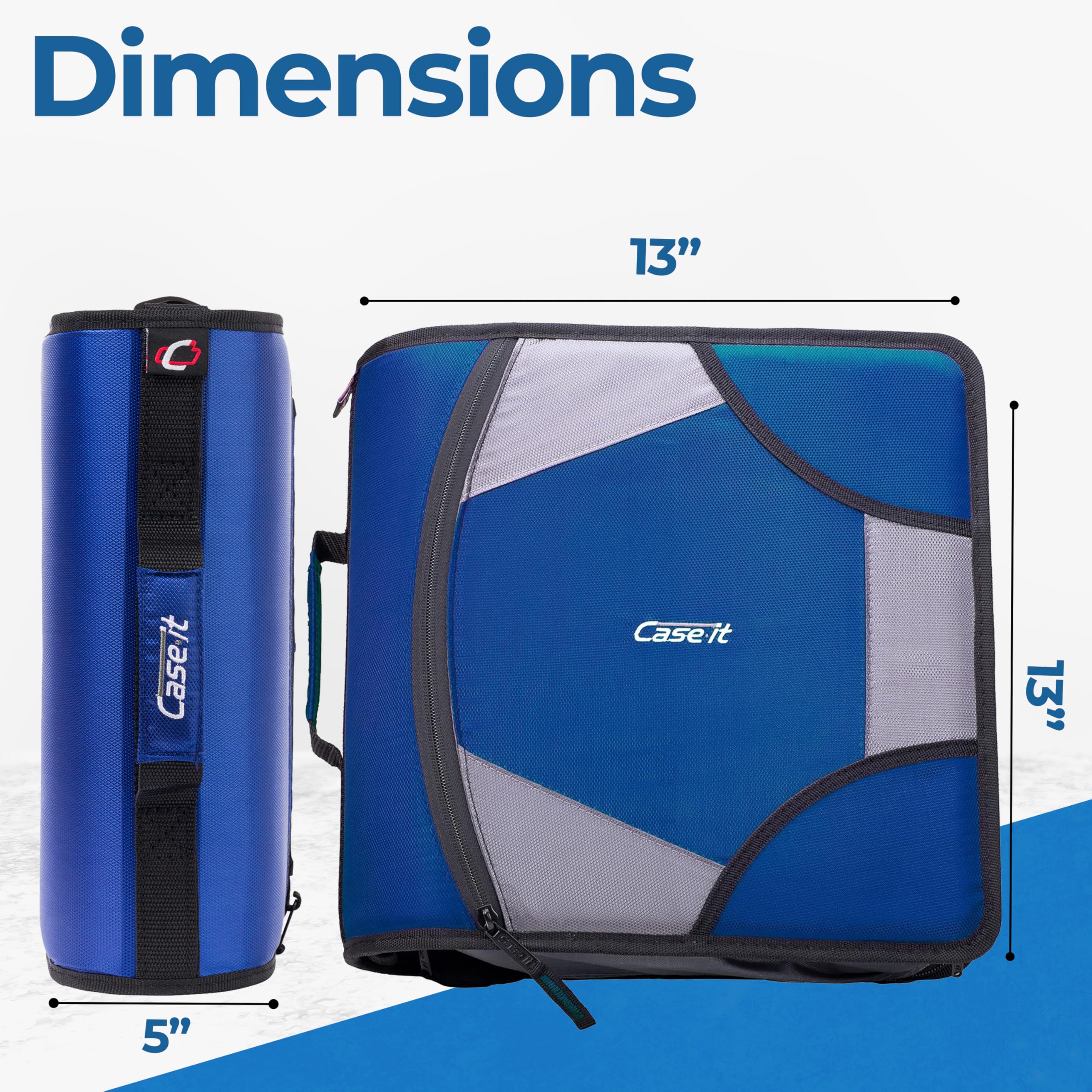 Case-it King Sized Zip Tab School Zipper Binder | 4-Inch D-Rings, 800 Sheet Capacity, 5-Subject Expanding File Folder, Multiple Pockets & Storage Organizer, Shoulder Strap | D-186 Midnight Blue|4 Pack - Image 5