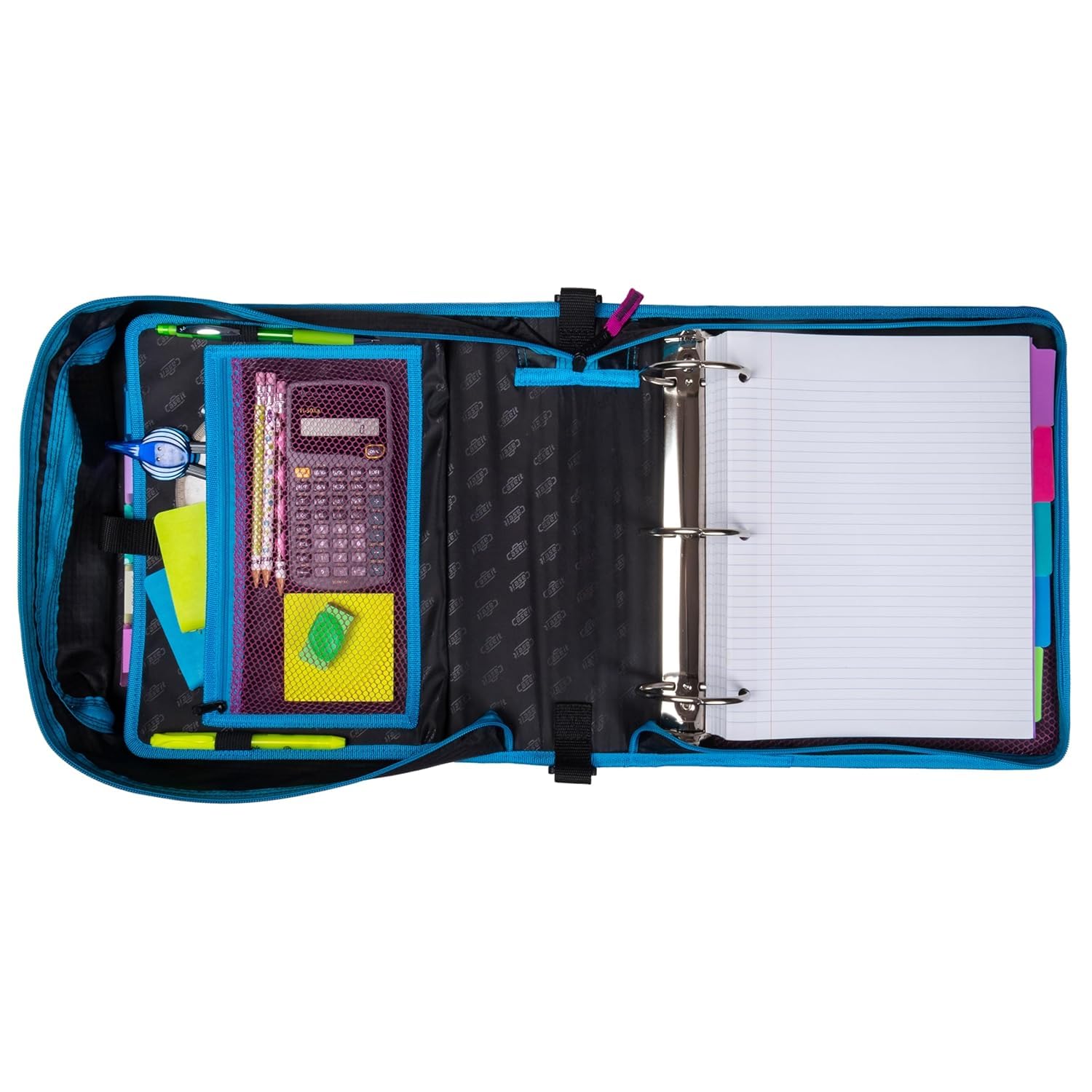 Case-it Mighty Zip Tab School Zipper Binder | 3-Inch O-Rings, 600-Sheet Capacity, 5-Subject Expanding File Folder, Multiple Pockets & Storage Organizer, Shoulder Strap | D-146 Monster Design Purpal | 6 Pack - Image 11