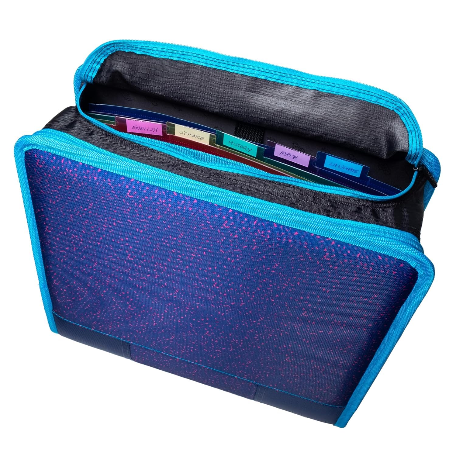 Case-it Mighty Zip Tab School Zipper Binder | 3-Inch O-Rings, 600-Sheet Capacity, 5-Subject Expanding File Folder, Multiple Pockets & Storage Organizer, Shoulder Strap | D-146 Monster Design Purpal | 6 Pack - Image 12