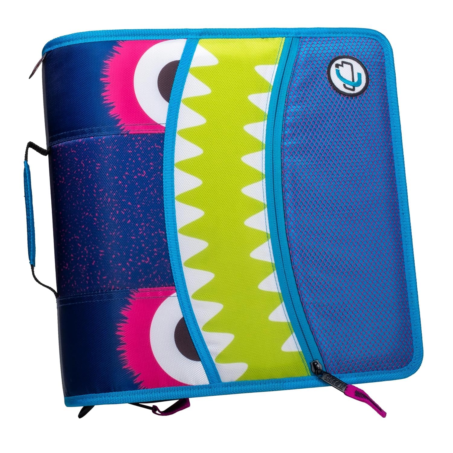 Case-it Mighty Zip Tab School Zipper Binder | 3-Inch O-Rings, 600-Sheet Capacity, 5-Subject Expanding File Folder, Multiple Pockets & Storage Organizer, Shoulder Strap | D-146 Monster Design Purpal | 6 Pack - Image 3