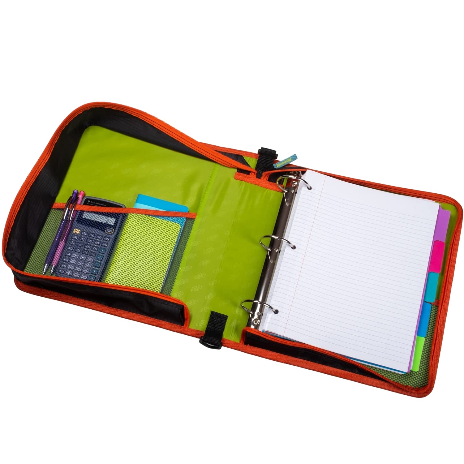 Case-It Monsters The Sidekick Zipper Binder, 5 - Color Tabbed Expanding File, Aqua - Image 4