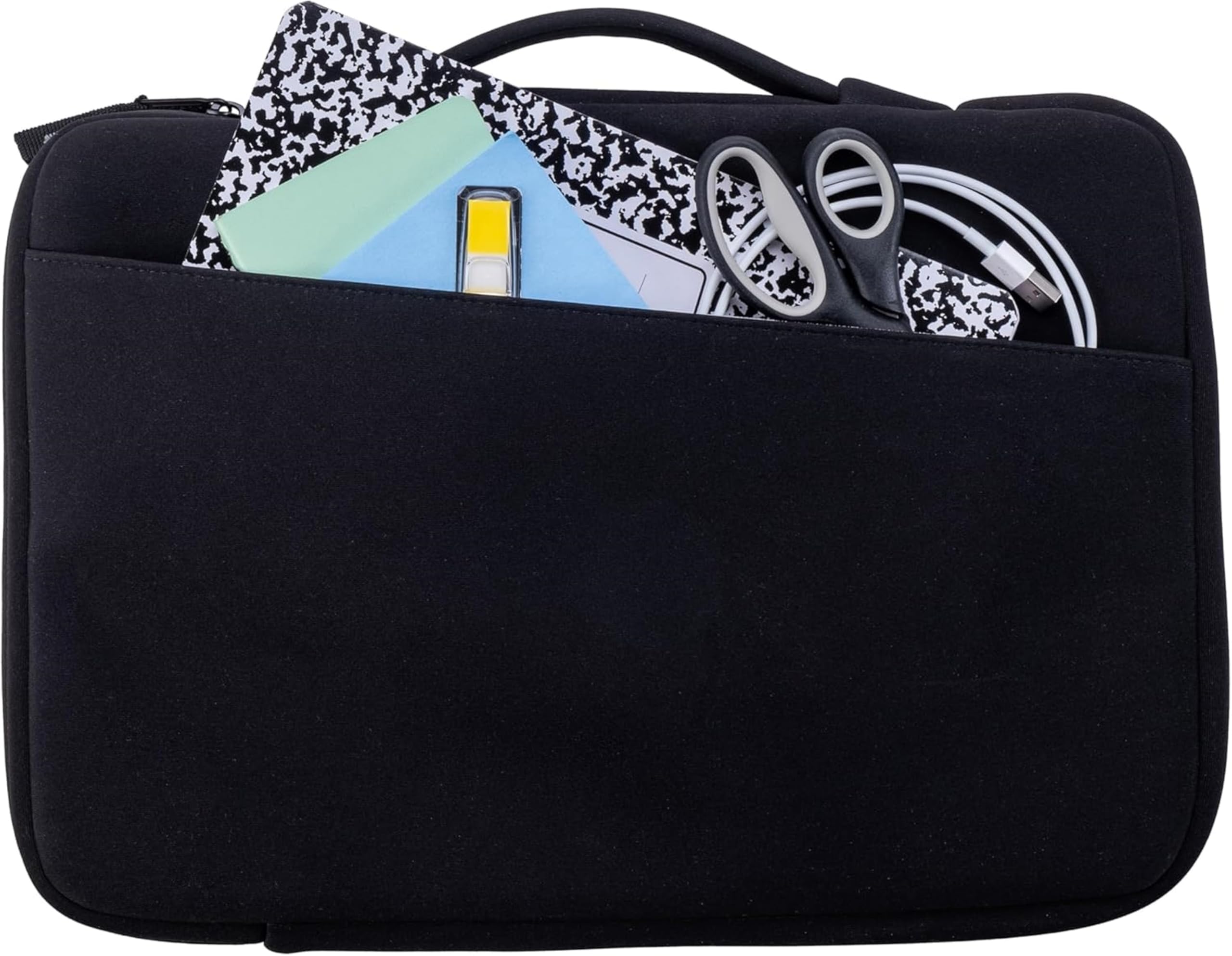 Case-it Neoprene Padded Laptop Sleeve | Holds Up to 13 Inch Laptop/Tablet | Easy Handle to Carry | External Zipper Pocket | Laptop Protector | LAP-514-NEO Black - Image 4