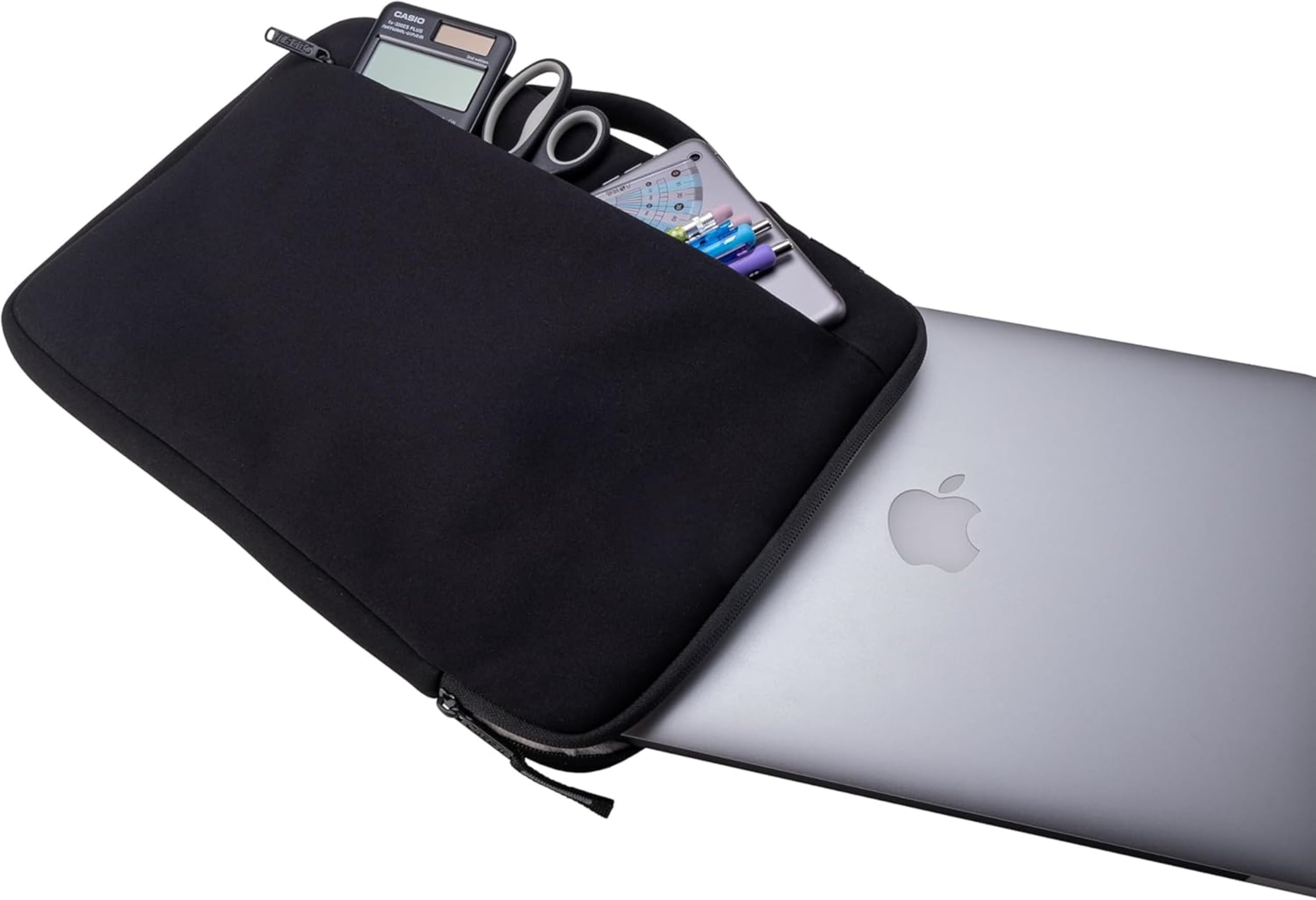 Case-it Neoprene Padded Laptop Sleeve | Holds Up to 13 Inch Laptop/Tablet | Easy Handle to Carry | External Zipper Pocket | Laptop Protector | LAP-514-NEO Black - Image 5