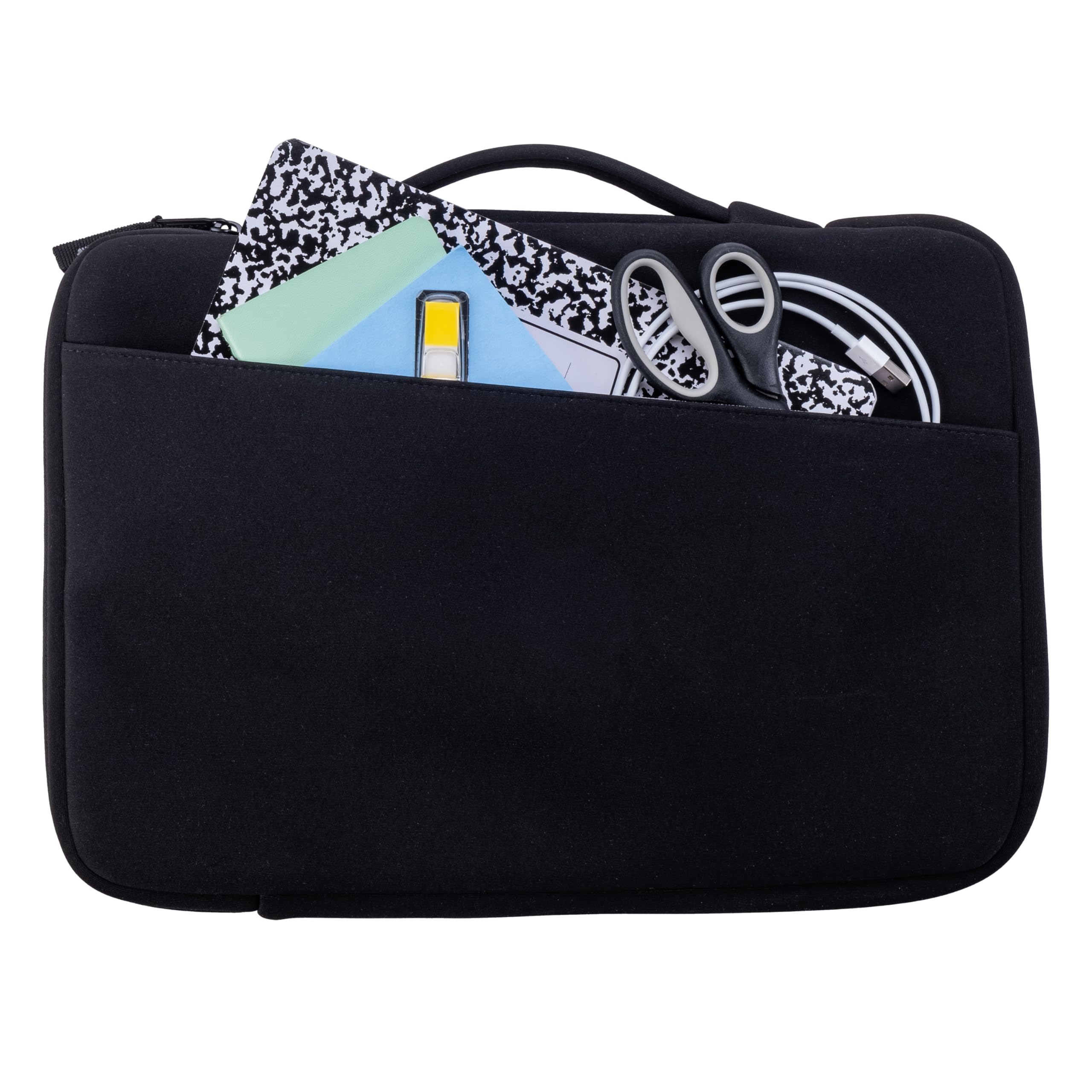 Case-it Neoprene Padded Laptop Sleeve | Holds Up to 13 Inch Laptop/Tablet | Easy Handle to Carry | External Zipper Pocket | Laptop Protector | LAP-514-NEO Black - Image 8