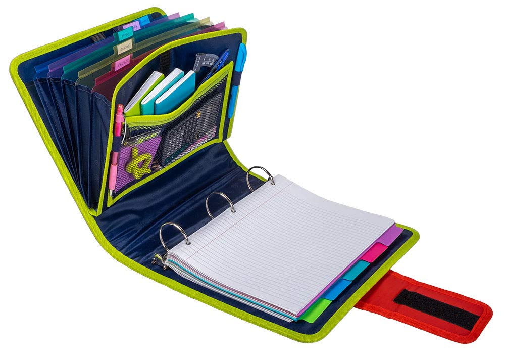 Case it Open Tab Monster Eye Strap Binder, 5-Tab Expanding File, 2-Inch O Rings, Navy Blue - Image 4