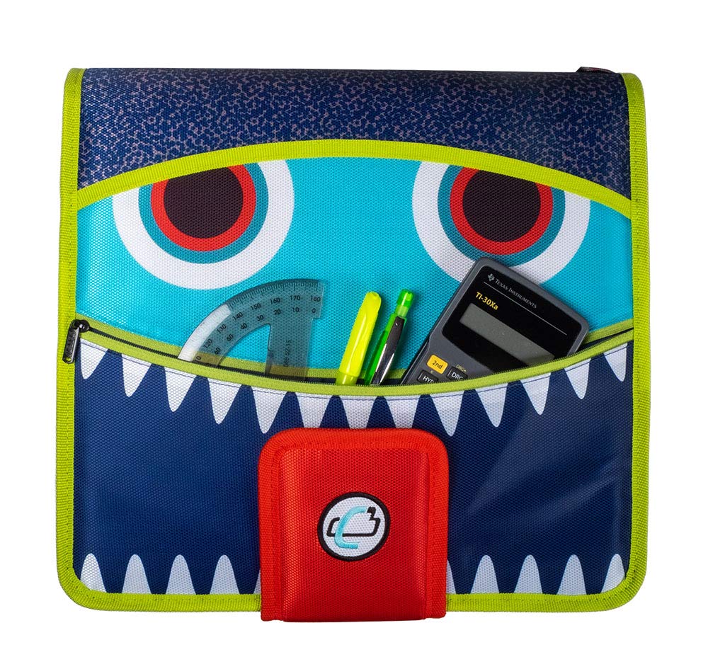 Case it Open Tab Monster Eye Strap Binder, 5-Tab Expanding File, 2-Inch O Rings, Navy Blue - Image 5