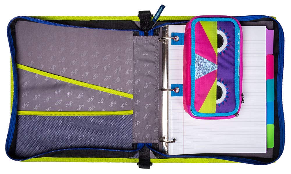 Case-it PLP-120-ME Monster Eye Zipper Pencil Case with External Organizer and Grommets, 2 x 4 x 8.3 Inches, Red - Image 4
