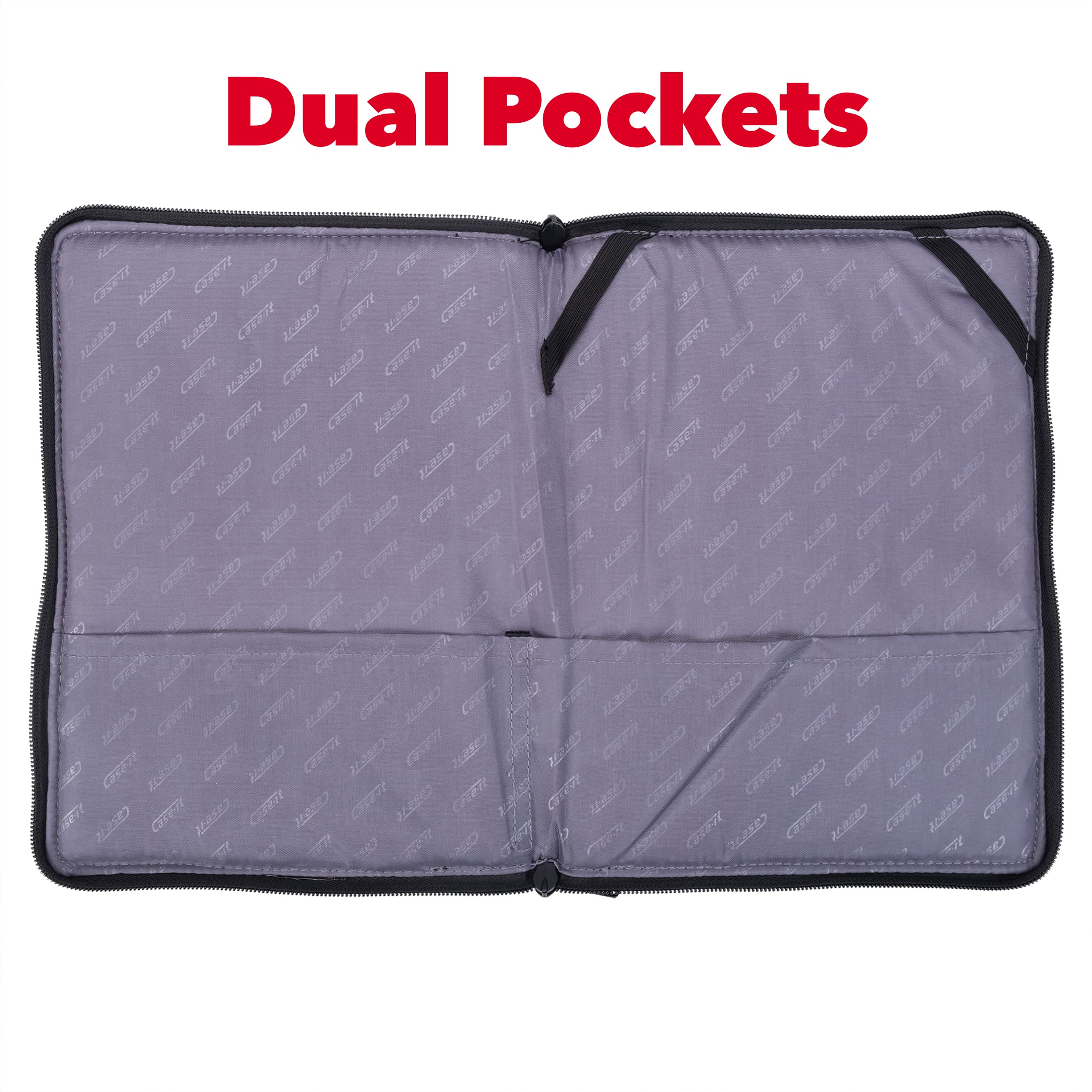 Case It Tablet Binder Accessory, Padded Tablet with 3 Steel Grommets, Fits Any Standard 3 Ring Letter Size Binder, Mesh Pocket on Front, Zipper Closure, TBT-100, Black - Image 3