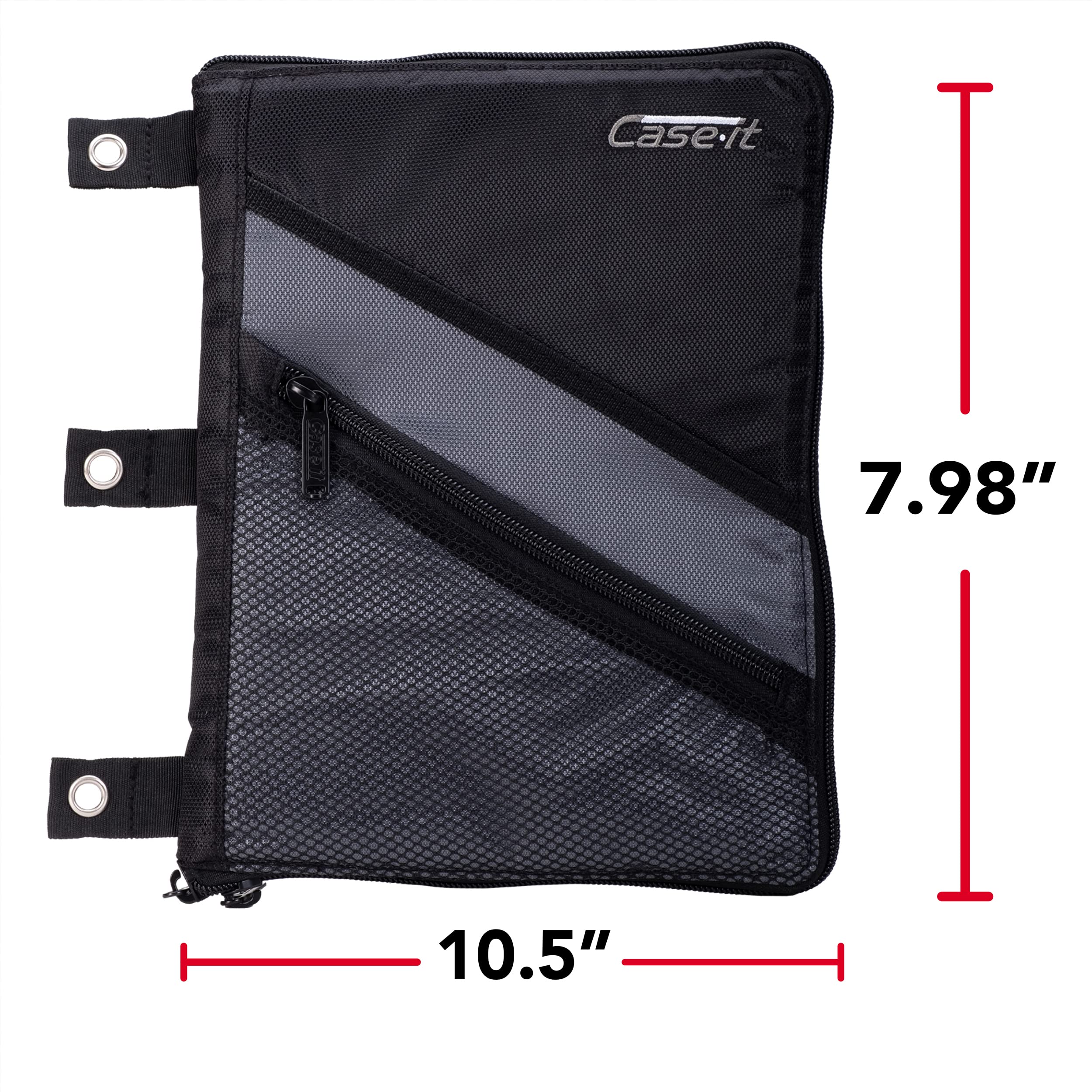 Case It Tablet Binder Accessory, Padded Tablet with 3 Steel Grommets, Fits Any Standard 3 Ring Letter Size Binder, Mesh Pocket on Front, Zipper Closure, TBT-100, Black - Image 5