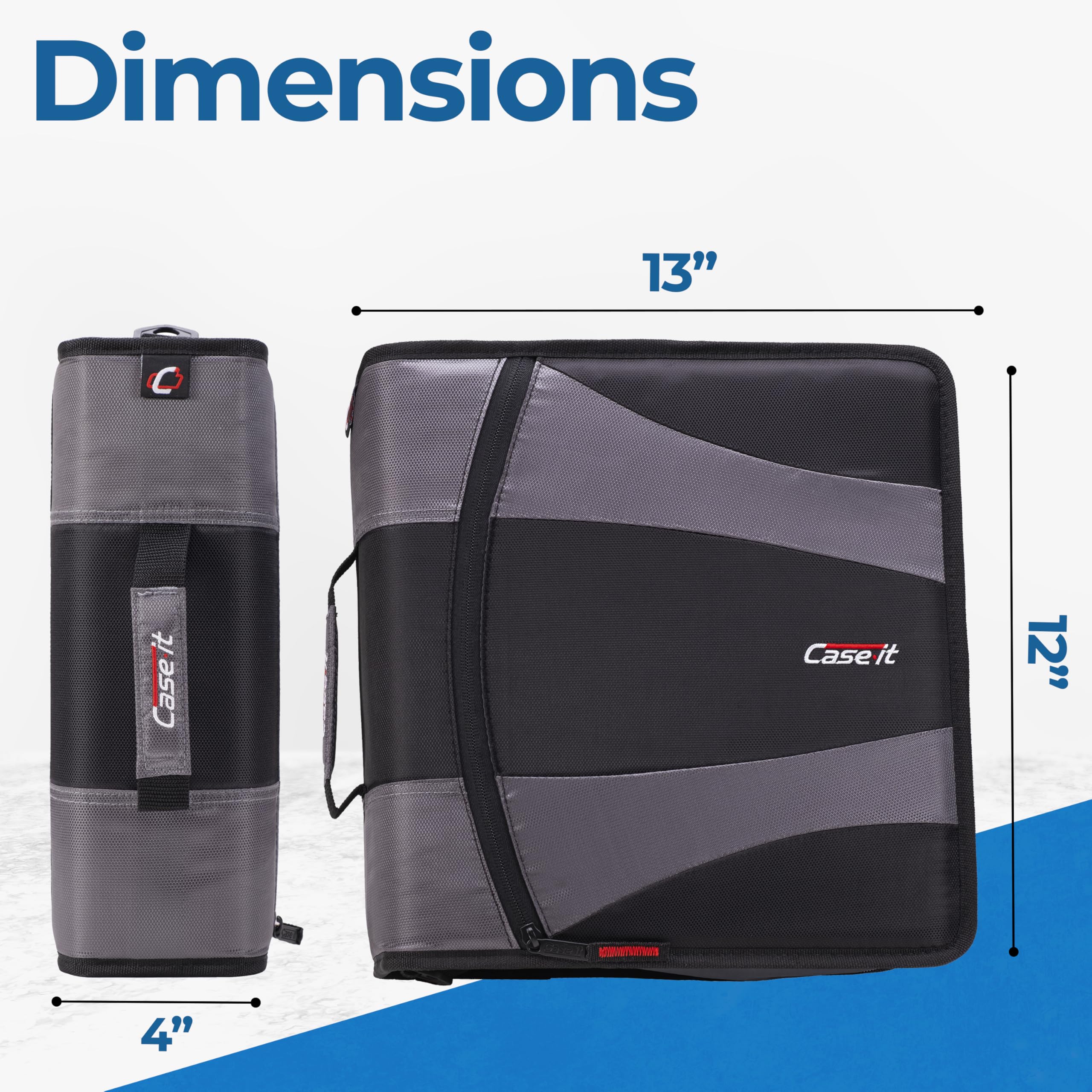 Case-it The Dual 2.0 2-in-1 Zipper Binder | Two 2-Inch D-Rings, 700 Sheet Capacity, 5-Subject Expanding File Folder, Multiple Pockets & Storage Organizer, Shoulder Strap | Dual-301 Black - Image 6