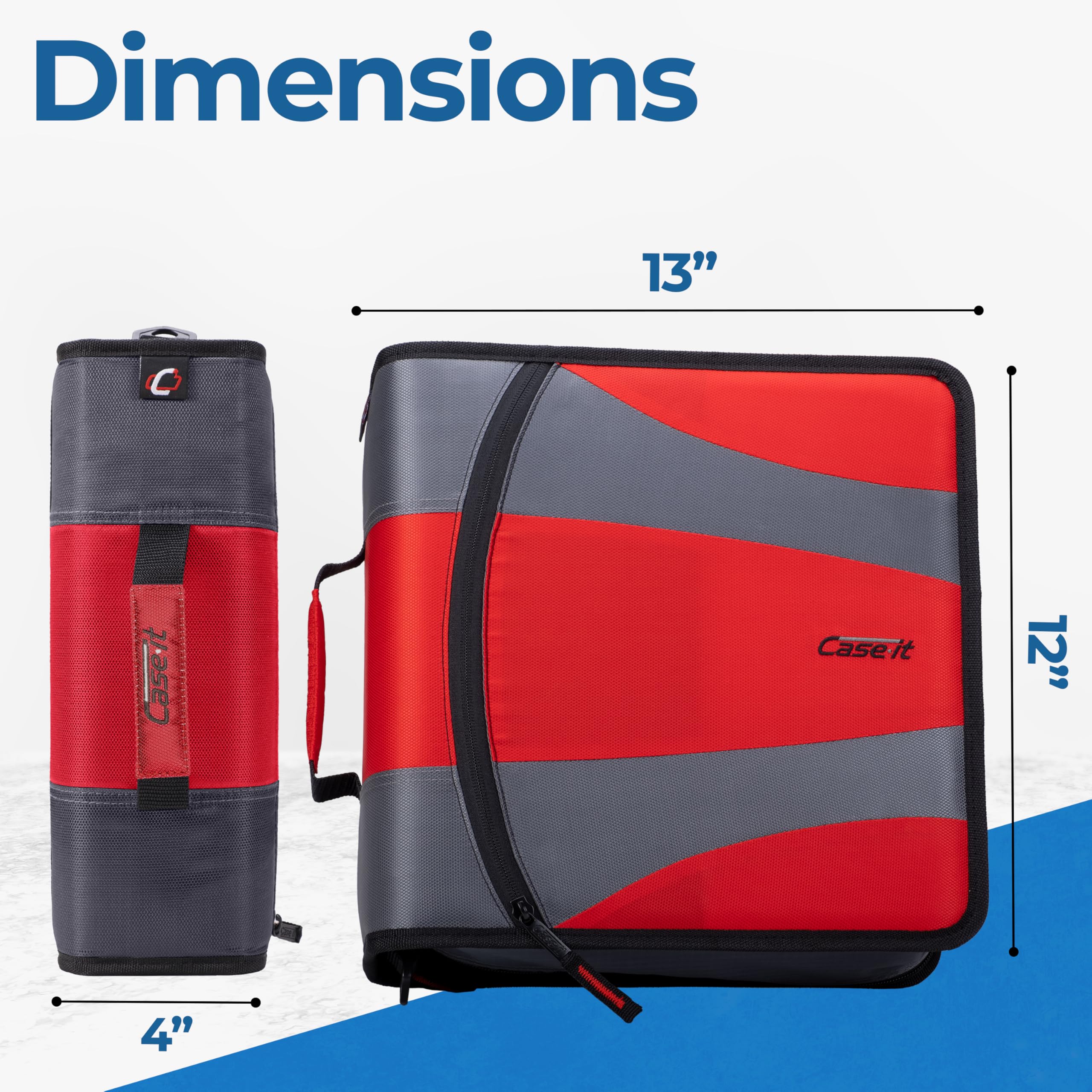 Case-it The Dual 2.0 2-in-1 Zipper Binder | Two 2-Inch D-Rings, 700 Sheet Capacity, 5-Subject Expanding File Folder, Multiple Pockets & Storage Organizer, Shoulder Strap | Dual-301 Fire Engine Red | 6 Pack - Image 6