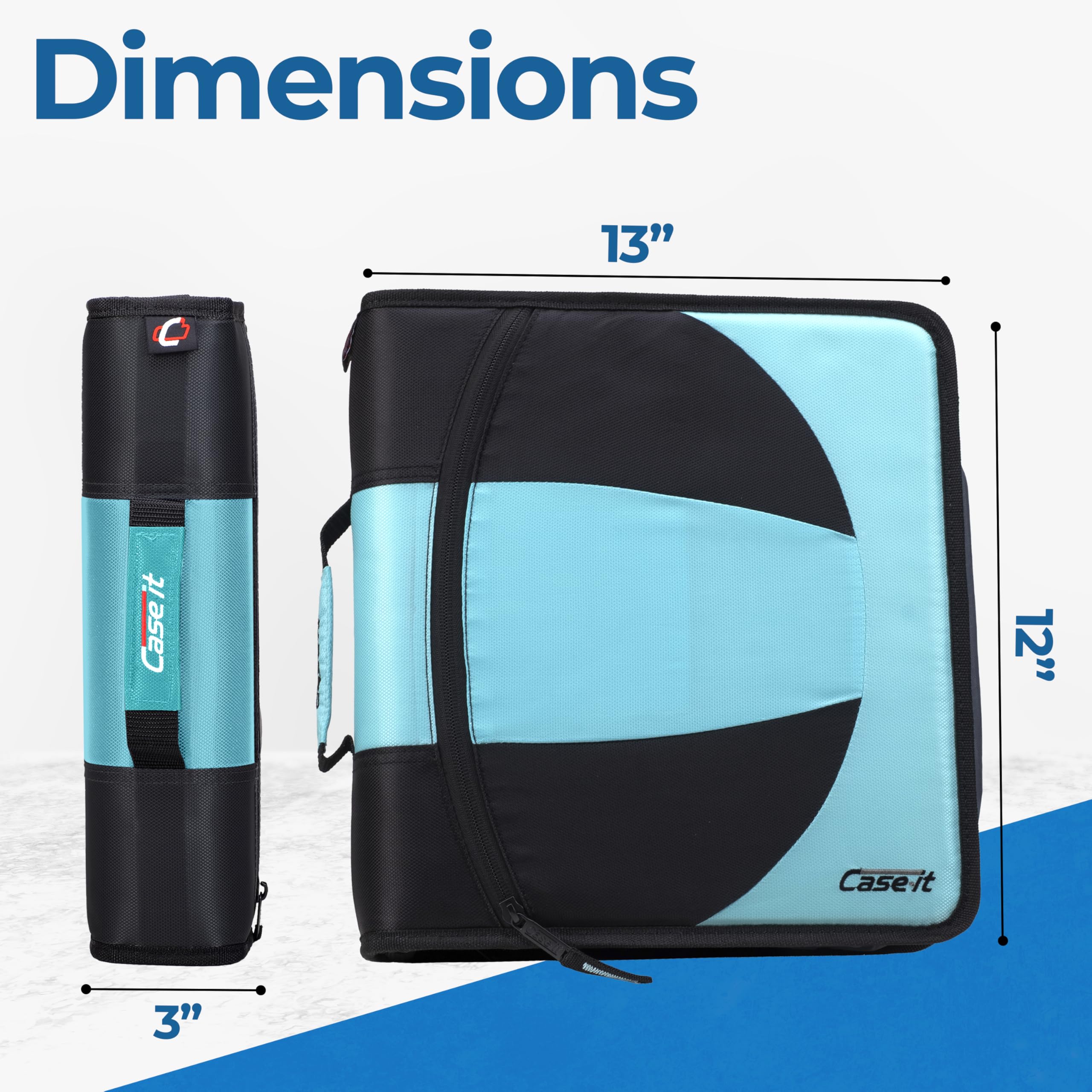 Case-it The Dual 2-in-1 Zipper Binder | Two 1.5-Inch D-Rings, 600 Sheet Capacity, Pencil Pouch & Multiple Pockets | School & Office Organizer with Shoulder Strap | Dual-101 Spearmint - Image 6
