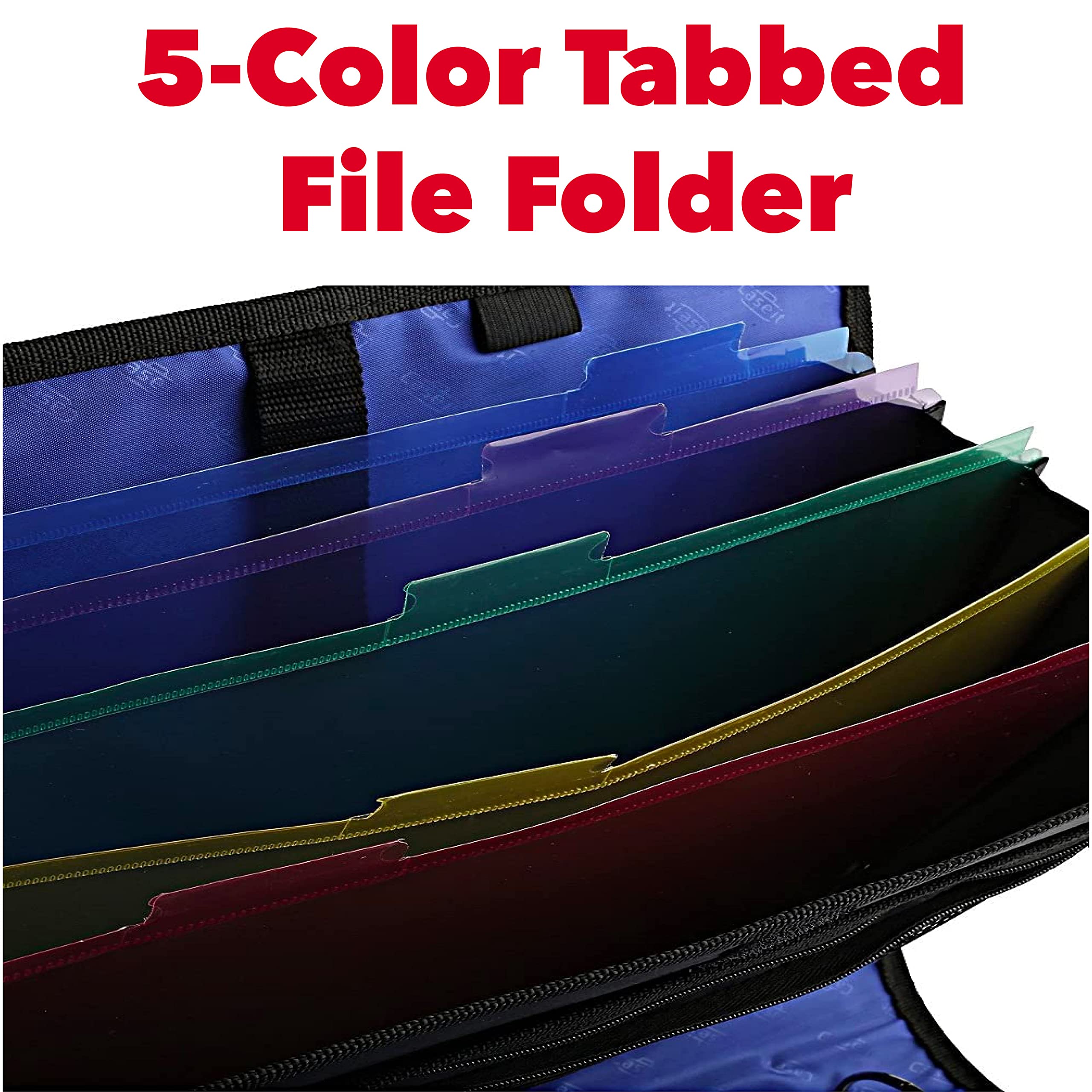 Case-it The Open Tab Secure Seal Binder - 2 Inch O-Rings - 5 Color Tab Expanding File Folder - Multiple Pockets - 400 Sheet Capacity - Red S-826-A - Image 5