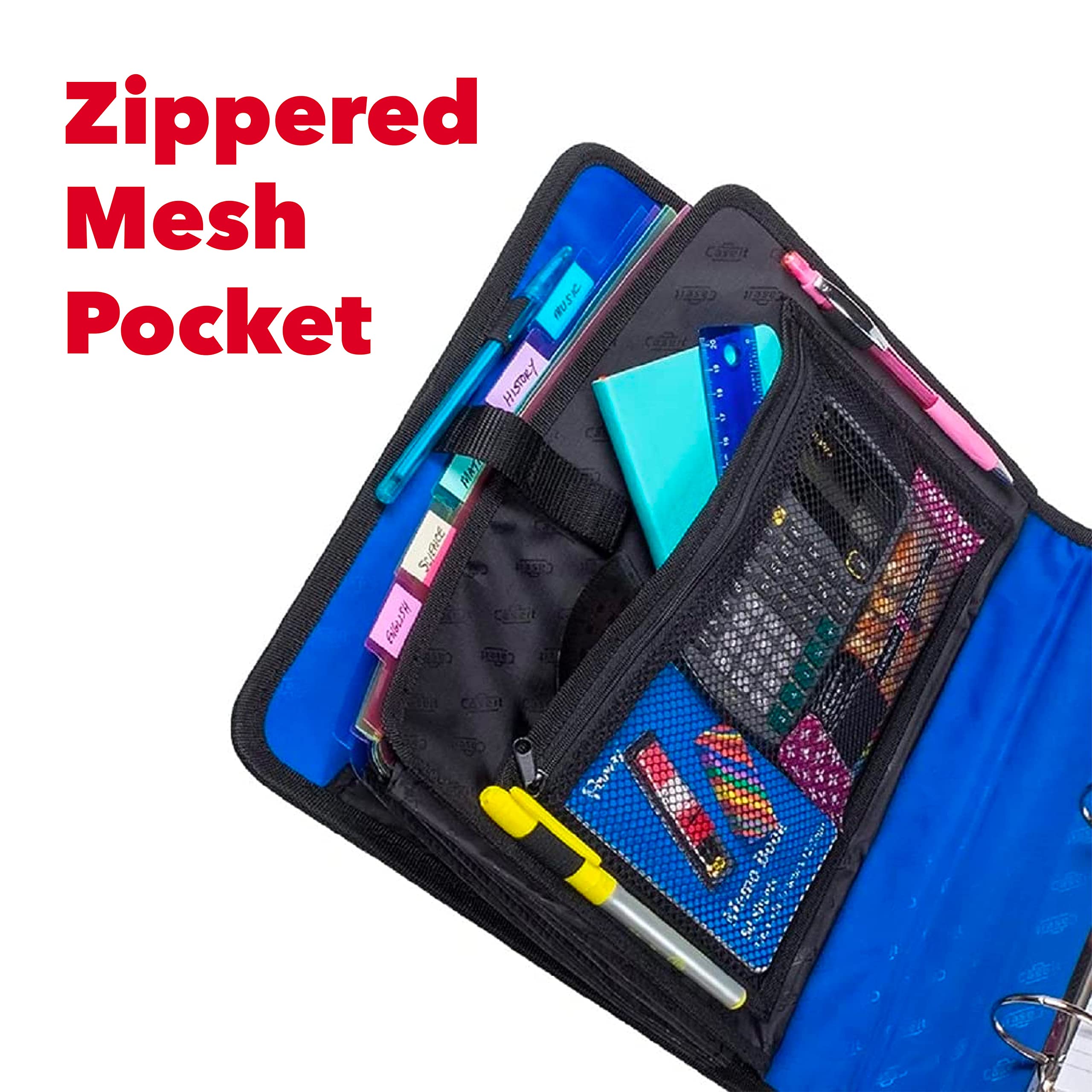 Case-it The Open Tab Secure Seal Binder - 2 Inch O-Rings - 5 Color Tab Expanding File Folder - Multiple Pockets - 400 Sheet Capacity - Red S-826-A - Image 6