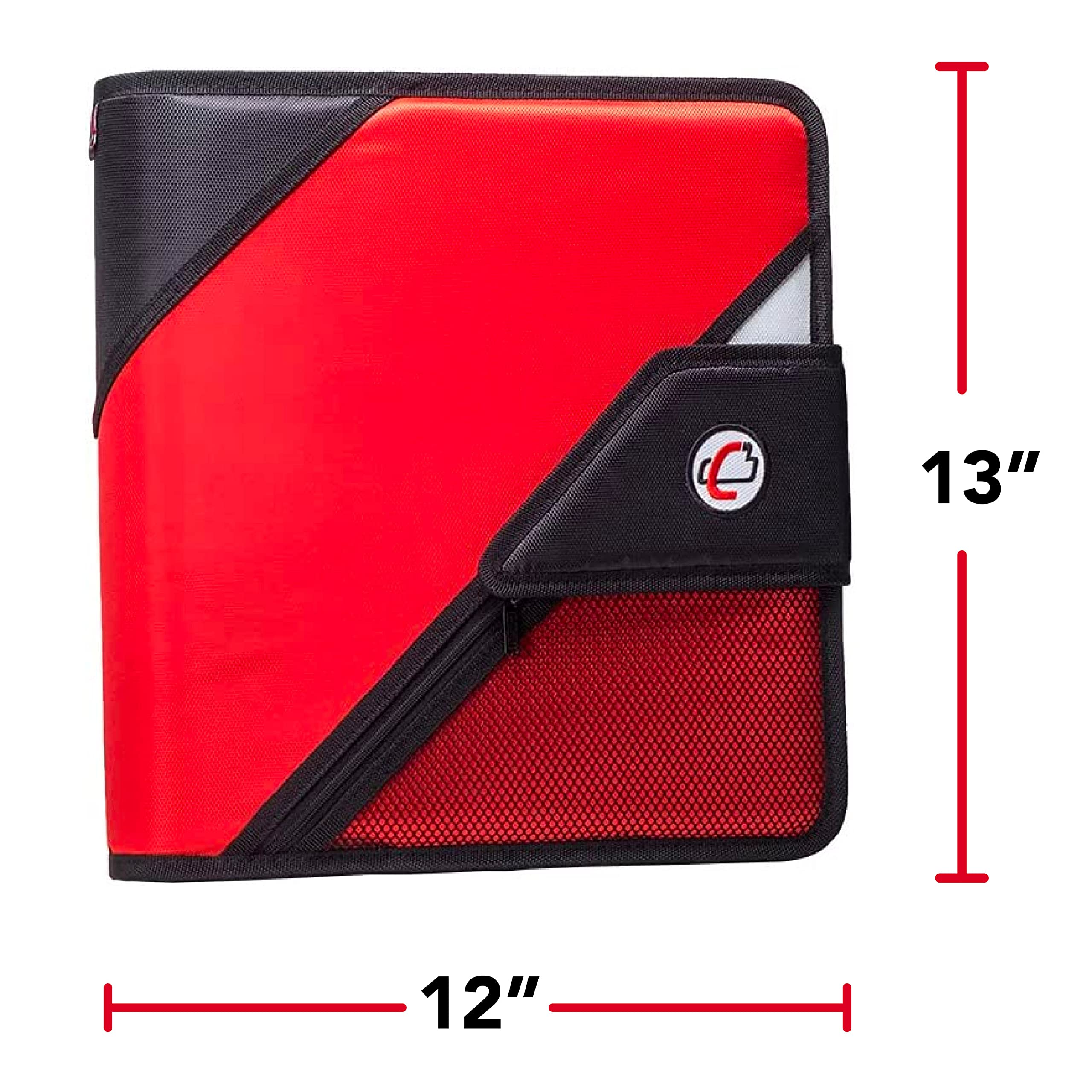 Case-it The Open Tab Secure Seal Binder - 2 Inch O-Rings - 5 Color Tab Expanding File Folder - Multiple Pockets - 400 Sheet Capacity - Red S-826-A - Image 9