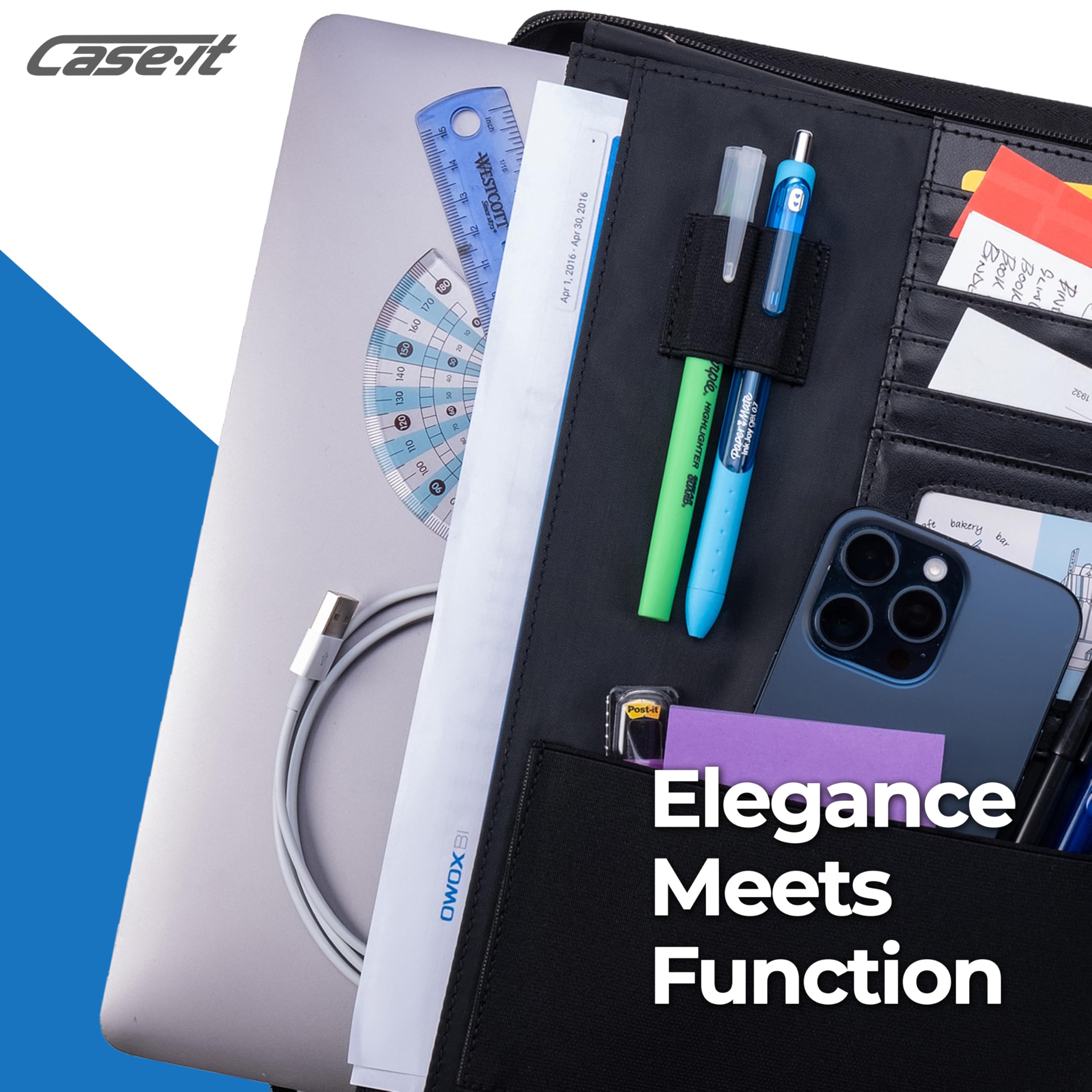 Case-It The Supreme PADFOLIO Case-it Zippered Business Meeting Padfolio Tablet Case | Professional Portfolio with Letter Size Writing Pad, PAD-62-BLK - Image 3