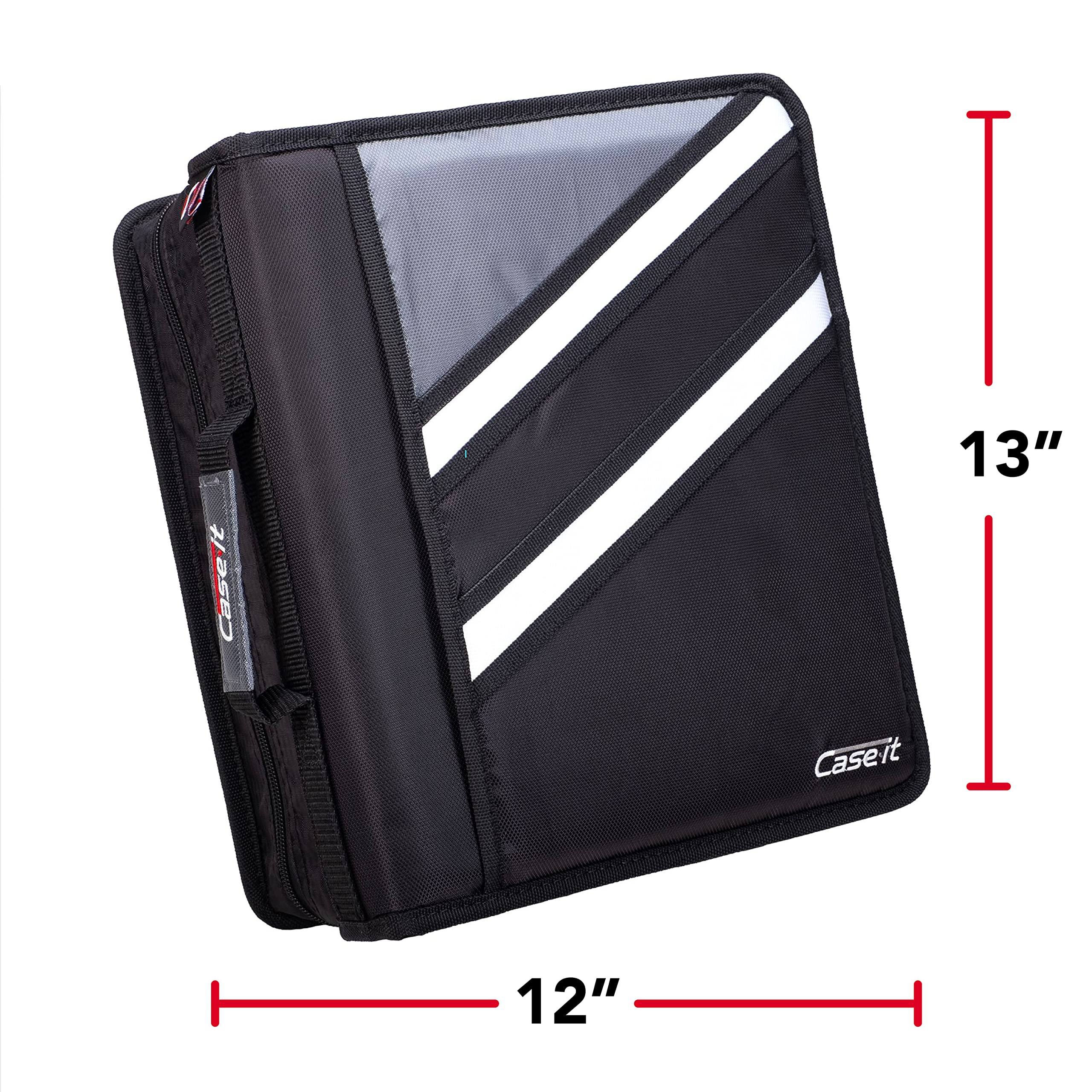 Case-it The Z Shape Zipper Binder - Two Binders in One - Double Sided 1.5 Inch D-Ring - Multiple Pockets - 500 Page Capacity - Comes with Shoulder Strap, Jet Black Z-176 - Image 6