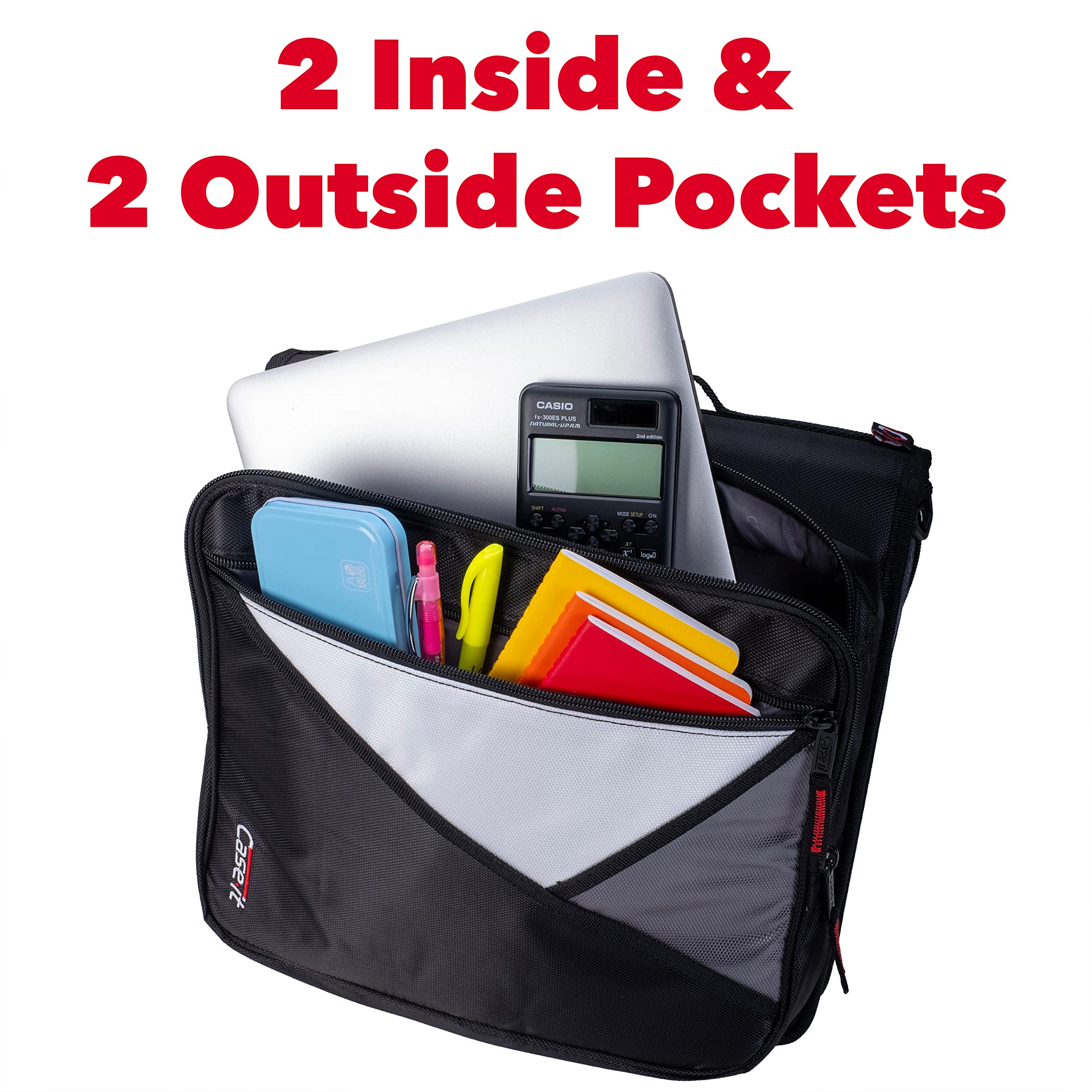 Case-it Universal Zipper Binder | 2-Inch O-Rings, 13-Inch Laptop/Tablet Padded Pocket, 400 Sheet Capacity, Multiple Storage Pockets & Shoulder Strap | School & Office Organizer | LT-007 Mint Blue - Image 5