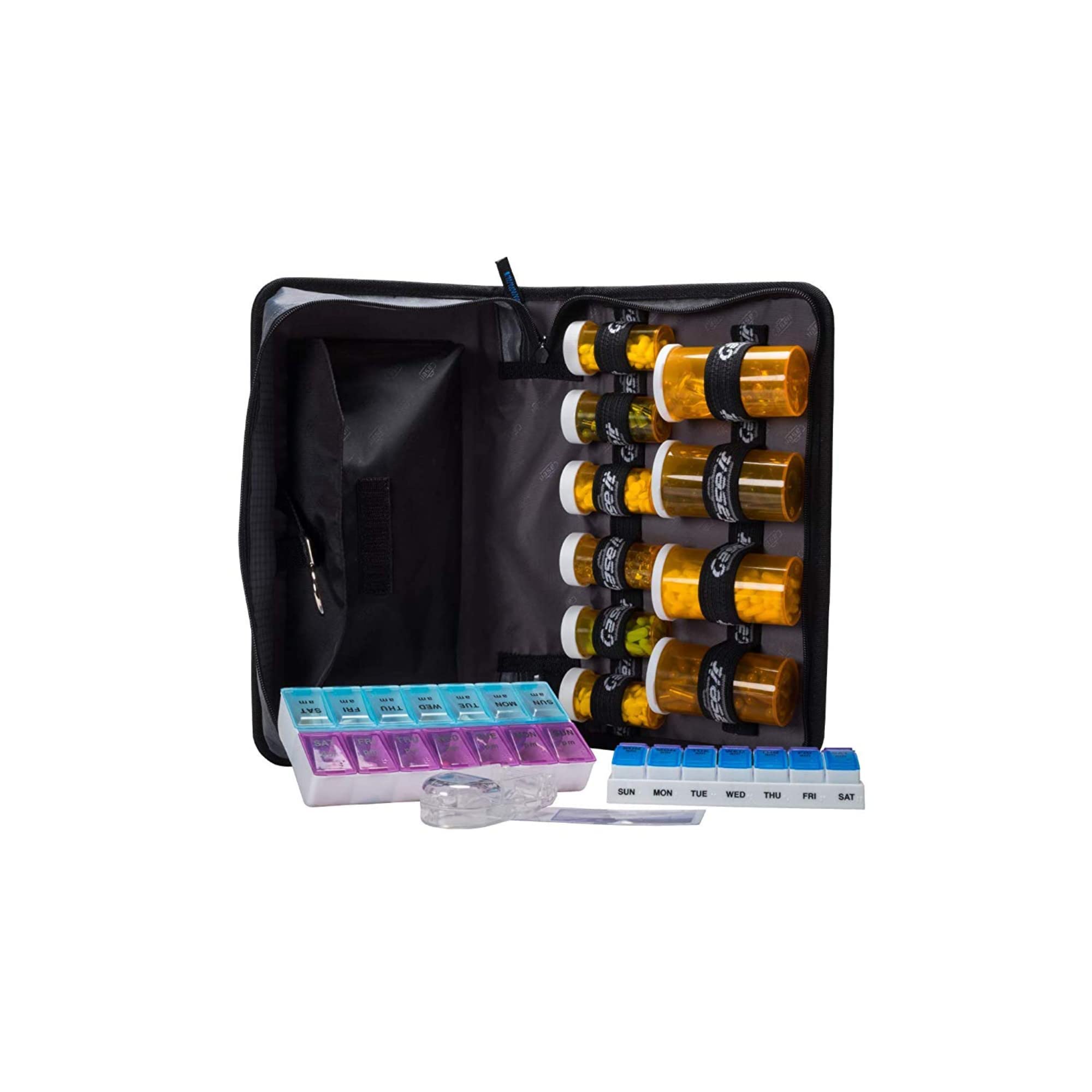Med Manager Mini Medicine Organizer and Pill Case, Holds (10) Pill Bottles - (6) Standard Size and (4) Large Bottles, Purple, 12 inches x 6 inches x 3 inches - Image 9